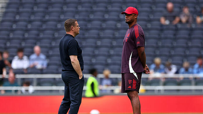 Sportvorstand Max Eberl und Bayern-Coach Vincent Kompany.