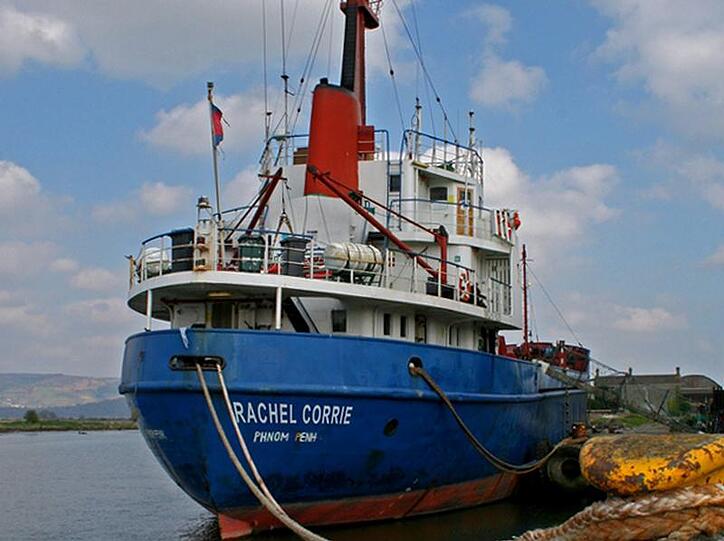 Die "Rachel Corrie". Das Frachtschiff widersetze sich den Kurs zu wechseln. Israel stoppte nun das Hilfschiff für Gaza.