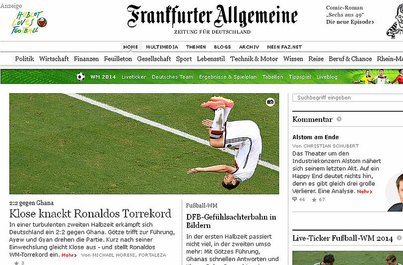 Die "Frankurter Allgemeine Zeitung" ist begeistert von Kloses Torrekord.