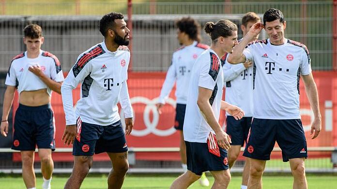 Abschlusstraining der Spieler des FC Bayern in München.