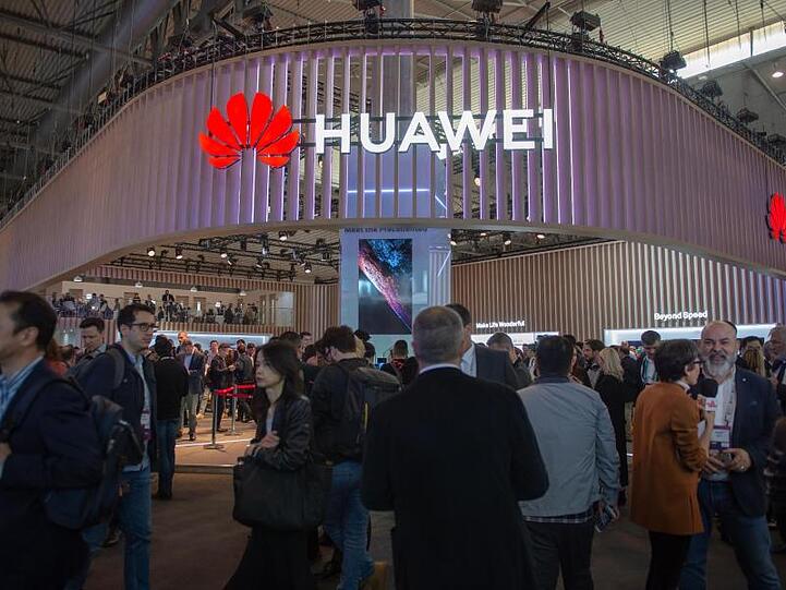 Der Stand des Netzwerkausrüsters und Smartphone-Anbieters Huawei auf dem Mobile World Congress in Barcelona.