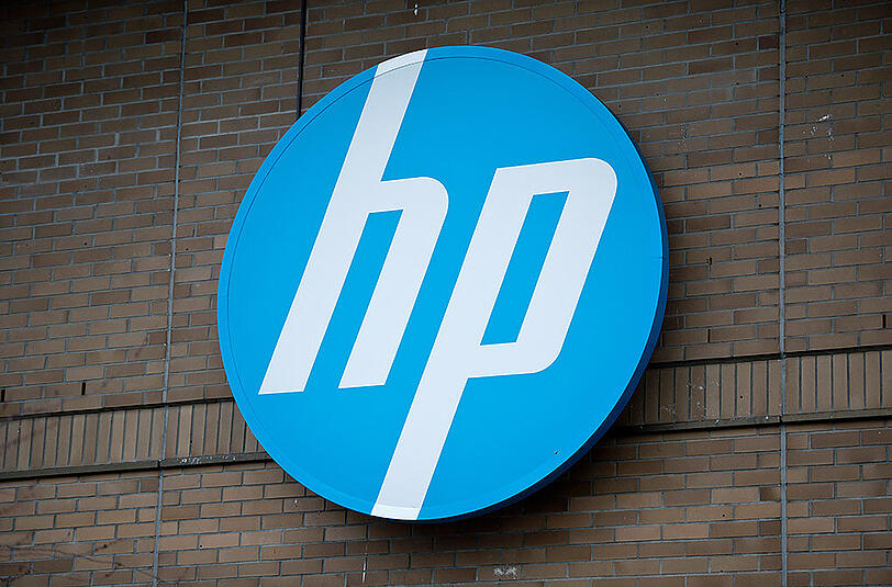 Das Logo der Computerfirma Hewlett Packard.