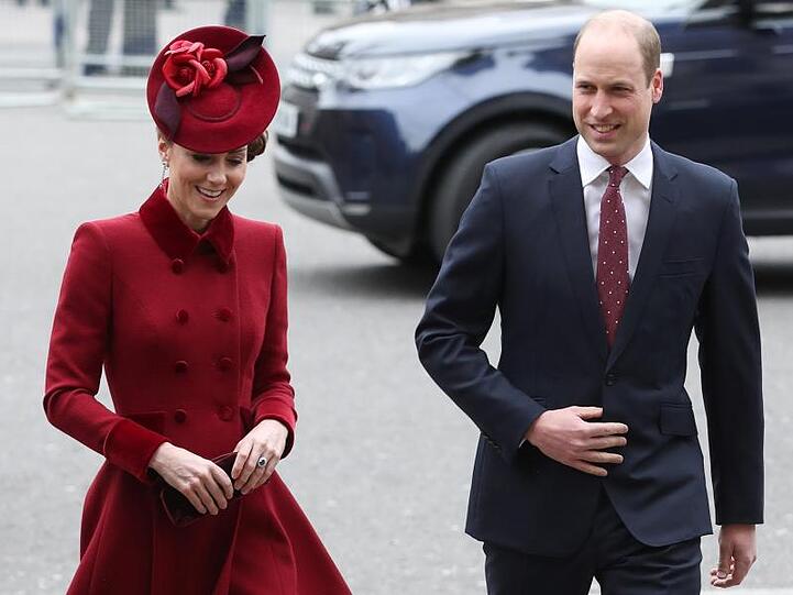 Prinz William und seine Frau Catherine bei ihrer Ankunft zum Commonwealth Gottesdienst in der Westminster Abbey.
