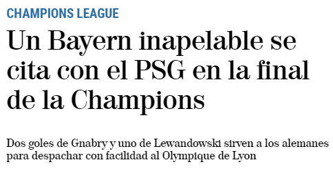 Die spanische Zeitung "El Mundo" bezeichnet die Bayern als "unanfechtbar". Jetzt geht es im Finale gegen Paris.