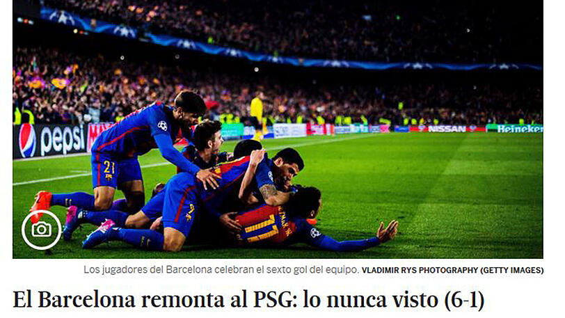 elpais.com (Spanien): "Barcelona kommt gegen PSG zurück: Sowas hat man noch nie gesehen"