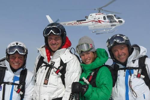 Der Jubilar im Kreise seiner Liebsten: Christian Neureuther (rechts), der am Dienstag (28. April) seinen 60. Geburtstag feiert, mit Tochter Ameli, Sohn Felix und Ehefrau Rosi Mittermaier (von rechts).