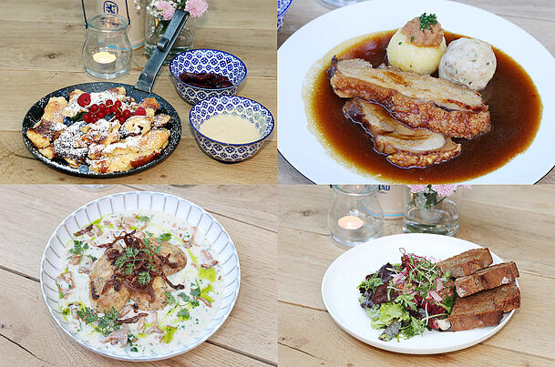 Die AZ hat's für Sie probiert: Kaiserschmarrn, Schweinsbraten, Rahmpfifferlinge, Tatar. Fleisch kommt hier ausschließlich aus Bio-Betrieben. Die AZ hat's für Sie probiert: Kaiserschmarrn, Schweinsbraten, Rahmpfifferlinge, Tatar. Fleisch kommt hier ausschließlich aus Bio-Betrieben.