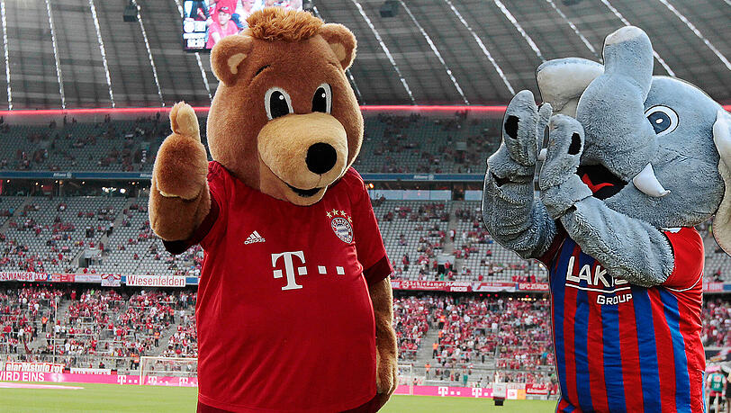 Bayern-Maskottchen Berni (l.) und Uerdigens Grotifant (r.). Bayern-Maskottchen Berni (l.) und Uerdigens Grotifant (r.).