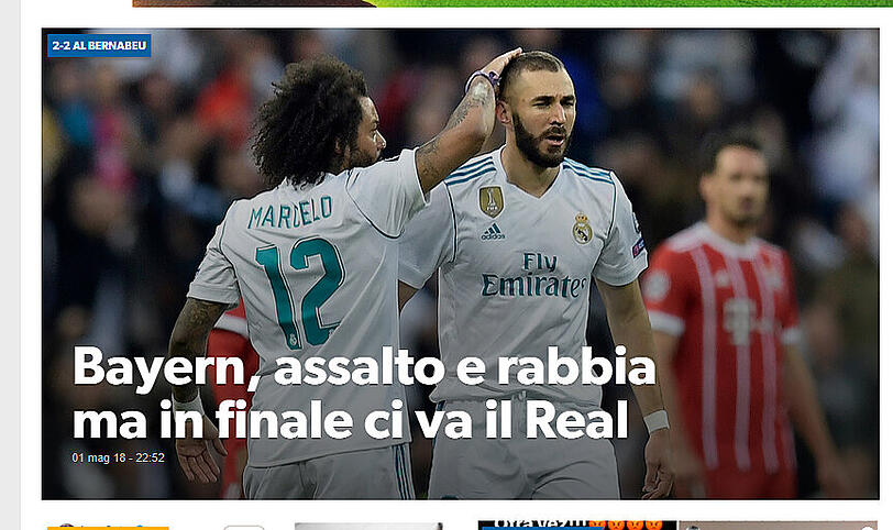 Corriere dello Sport (Italien): "Bayern, Angriff und Wut, aber im Finale steht Real"