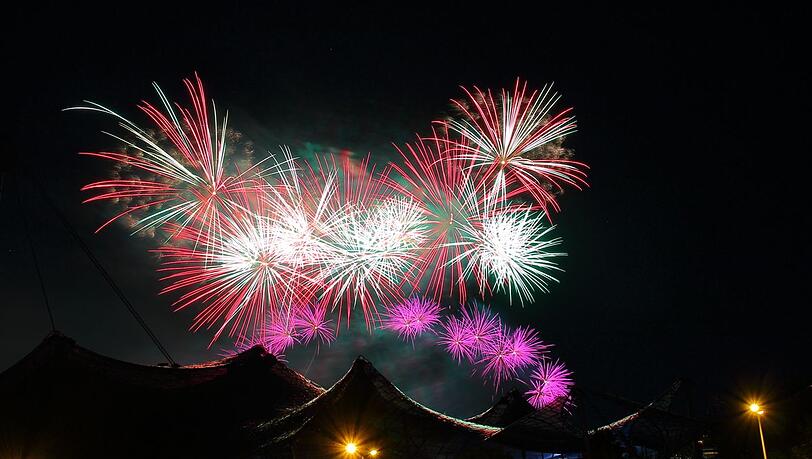 Das Feuerspektakel am Münchner Nachthimmel. Das Feuerspektakel am Münchner Nachthimmel.