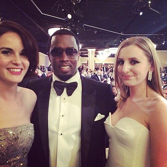 P. Diddy zwischen den Downton-Abbey-Stars Michelle Dockery (l.) und Laura Carmichael