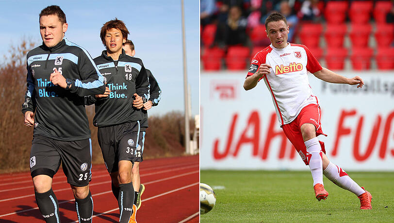 2014 lief er noch mit den 1860-Profis (hier neben Yuya Osako), heute ist er in Regensburg der gefeierte Held (rechts beim Duell gegen den Chemnitzer FC) 2014 lief er noch mit den 1860-Profis (hier neben Yuya Osako), heute ist er in Regensburg der gefeierte Held (rechts beim Duell gegen den Chemnitzer FC)