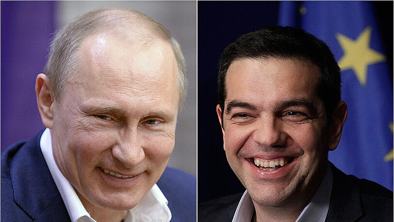 Zwei Tage lang ist der griechische Regierungschef Alexis Tsipras (r.) bei Wladimir Putin in Moskau zu Gast Zwei Tage lang ist der griechische Regierungschef Alexis Tsipras (r.) bei Wladimir Putin in Moskau zu Gast