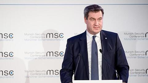 Markus Söder (CSU) spricht bei einer Preisverleihung während der Münchner Sicherheitskonferenz. Foto: Sven Hoppe