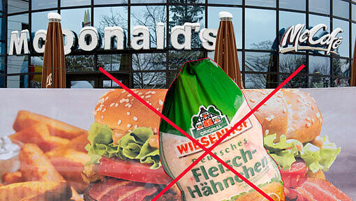 In Schnellrestaurants von McDonald's wird es vorerst keine Geflügelfleischprodukte aus Wiesenhof-Betrieben geben. In Schnellrestaurants von McDonald's wird es vorerst keine Geflügelfleischprodukte aus Wiesenhof-Betrieben geben.