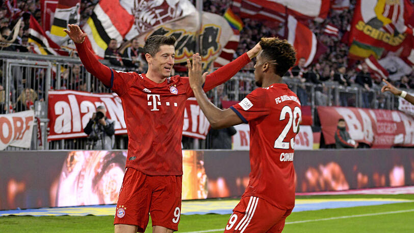 Torschützen gegen Mainz: Robert Lewandowski (l.) und Kingsley Coman.