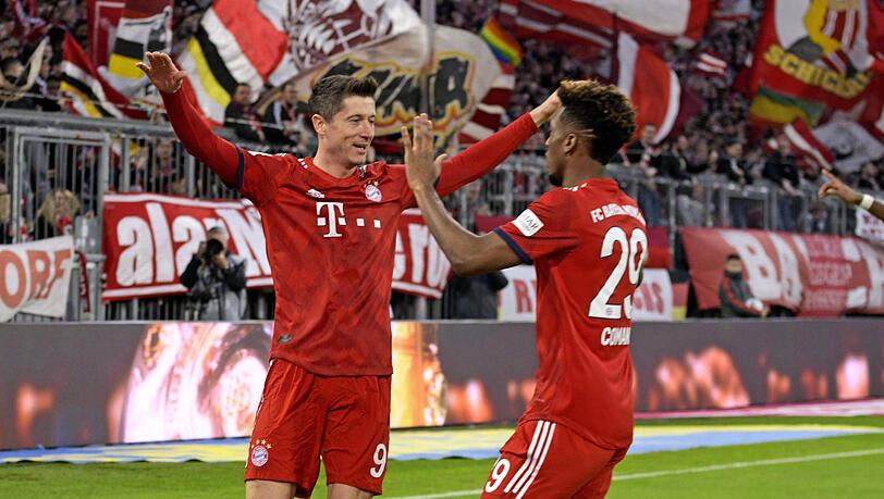Torschützen gegen Mainz: Robert Lewandowski (l.) und Kingsley Coman.