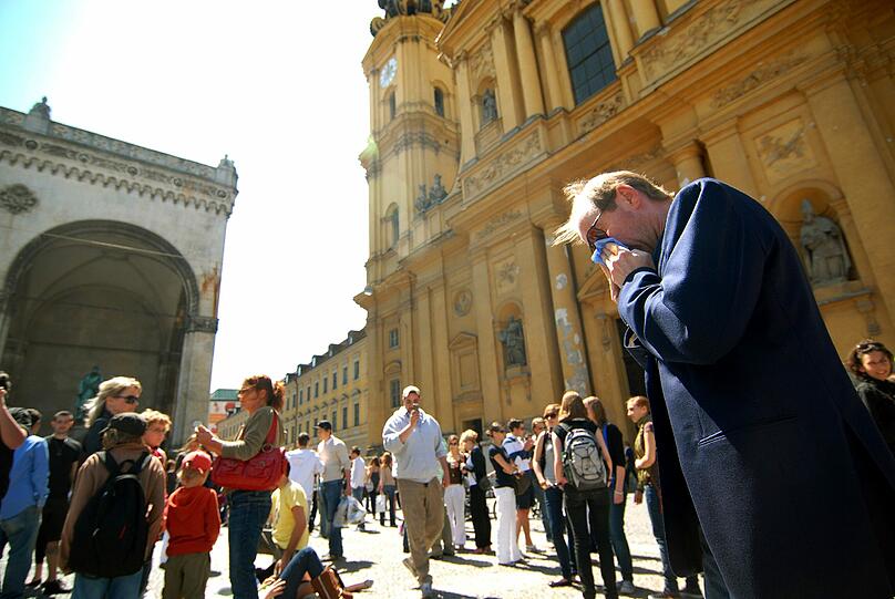 Auf dem Odeonsplatz wollen sich die Münchner treffen, um gegen die hohen Mietpreise zu demonstrieren. Der Platz ist für Aktionstage beliebt, wie hier 2012 bei einem "Flash Mob".