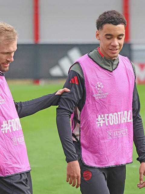 Fit f&uuml;r die Spiele gegen Real Madrid? Konrad Laimer (l.) und Jamal Musiala.