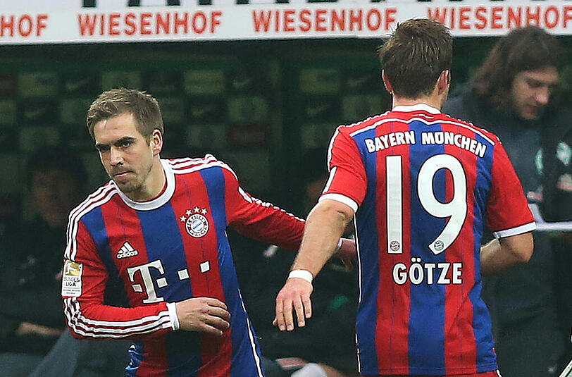 Auf geht&rsquo;s: Philipp Lahm wird für Mario Götze eingewechselt, spielt acht Minuten lang.