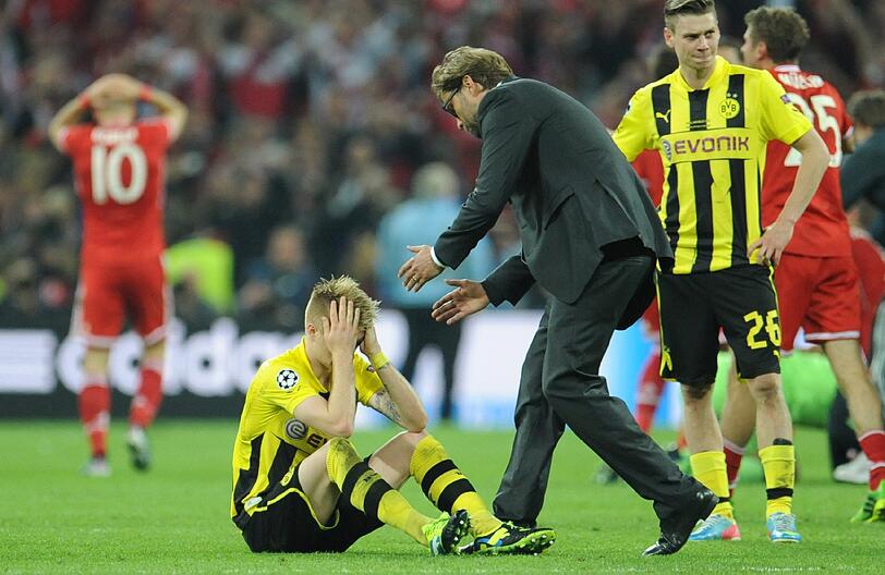 Enttäuschte Dortmunder nach dem verlorenen Champions-League-Finale gegen den FC Bayern.