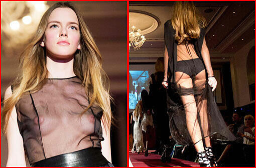 Ohlala! Ganz schön offenherzig. Beim "Africa Fashion Day" im Berliner Adlon laufen die Models mit transparentem Oberteil über den Laufsteg...