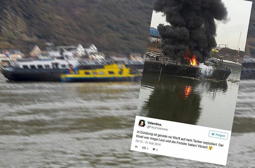 Wie das Bild von Twitter-Userin @FaiyeValentine zeigt, steigen nach der Explosion dicke Rauchschwaden von dem Tanker auf.