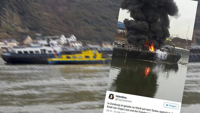 Wie das Bild von Twitter-Userin @FaiyeValentine zeigt, steigen nach der Explosion dicke Rauchschwaden von dem Tanker auf. Wie das Bild von Twitter-Userin @FaiyeValentine zeigt, steigen nach der Explosion dicke Rauchschwaden von dem Tanker auf.