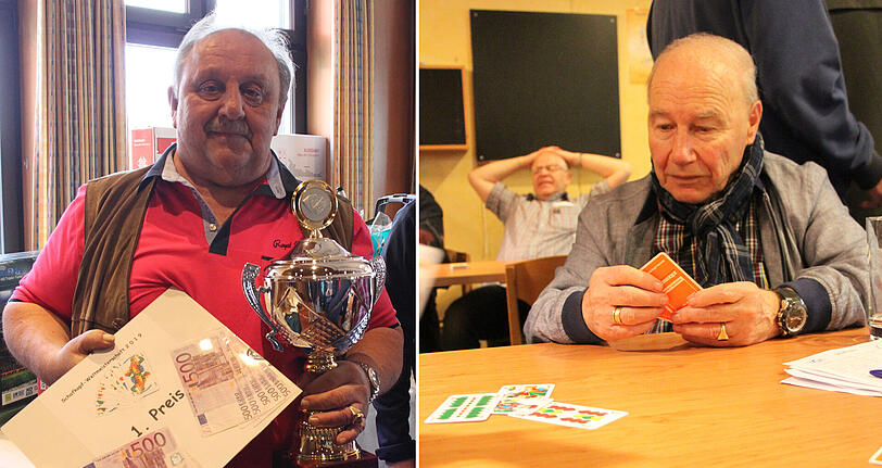 5.000 Euro und den Titel Schafkopf-Weltmeister hat sich Adolf Haberls aus Vilsbiburg erspielt (l.). Auch Karsten Wettberg (r.) war WM-Teilnehmer.