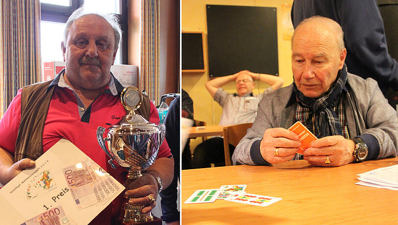 5.000 Euro und den Titel Schafkopf-Weltmeister hat sich Adolf Haberls aus Vilsbiburg erspielt (l.). Auch Karsten Wettberg (r.) war WM-Teilnehmer. 5.000 Euro und den Titel Schafkopf-Weltmeister hat sich Adolf Haberls aus Vilsbiburg erspielt (l.). Auch Karsten Wettberg (r.) war WM-Teilnehmer.