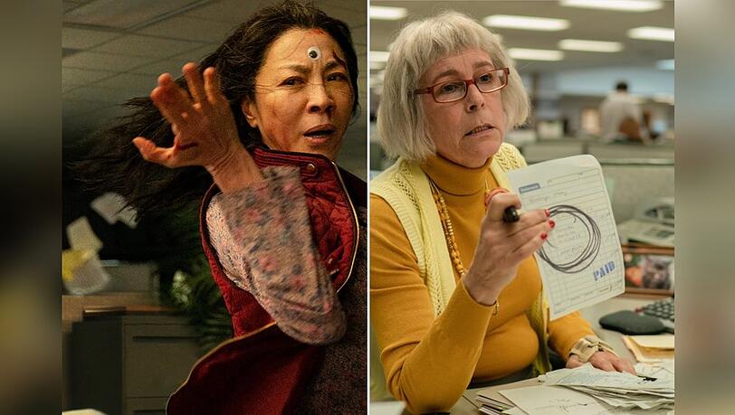 "Everything Everywhere All at Once" mit Michelle Yeoh (l.) und Jamie Lee Curtis. "Everything Everywhere All at Once" mit Michelle Yeoh (l.) und Jamie Lee Curtis.