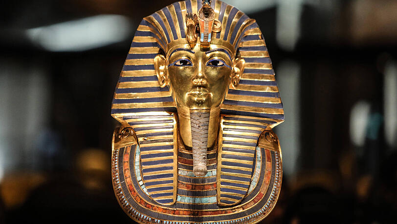 Die bekannte Goldmaske des alt&auml;gyptischen K&ouml;nigs Tutanchamun. Der Pharao inspirierte Harald Gl&ouml;&ouml;ckler zu seinem heutigen Aussehen.