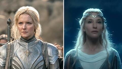 Die zwei Galadriel-Versionen - links Morfydd Clark, daneben Cate Blanchett - unterscheiden sich stark voneinander.