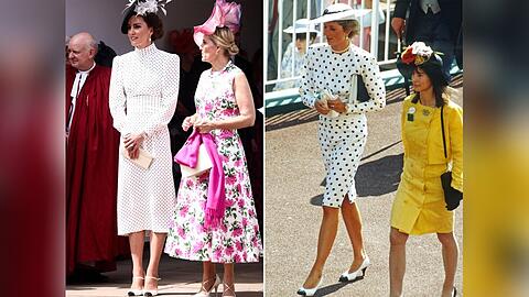 Prinzessin Kate (li.) am Garter Day, Prinzessin Diana beim Royal Ascot.