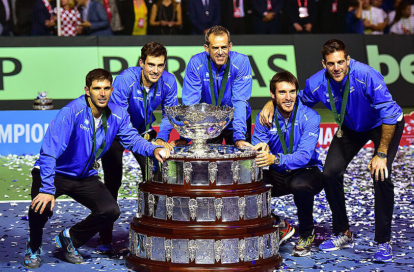 Strahlende Sieger: Das argentinische Tennis-Team.