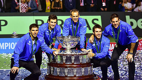 Strahlende Sieger: Das argentinische Tennis-Team.