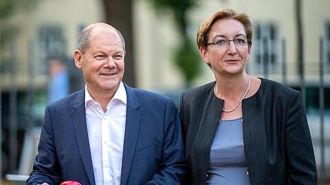 Bundesfinanzminister Olaf Scholz (SPD) und Klara Geywitz, SPD-Landtagsabgeordnete in Brandenburg.