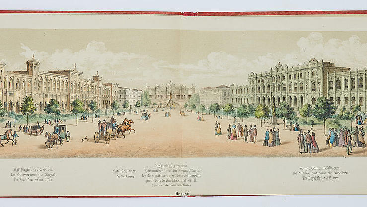 "Illustrierter Spaziergang durch München" mit mehr als 80 kolorierten Ansichten der Stadt und ihrer Bewohner aus dem Jahr 1864. "Illustrierter Spaziergang durch München" mit mehr als 80 kolorierten Ansichten der Stadt und ihrer Bewohner aus dem Jahr 1864.