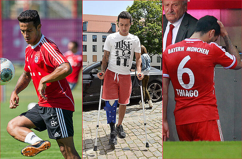 Mehr als ein halbes Jahr hatte Thiago auf seine Rückkehr hingearbeitet, doch nur vier Tage vor seinem Comeback gegen Werder Bremen verletzte sich der 23-Jährige erneut schwer am Knie. Der Spanier wird erst 2015 auf den Platz zurückkehren.