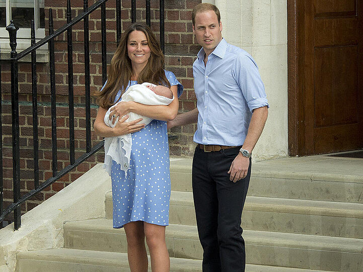 Herzogin Kate und Prinz William kurz nach der Geburt ihres ersten Kindes