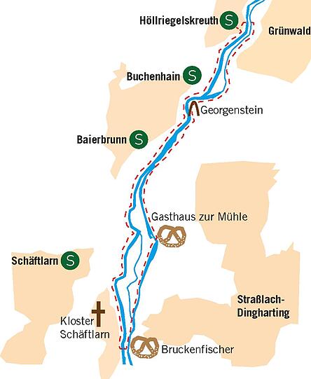 So geht es die Isar entlang.