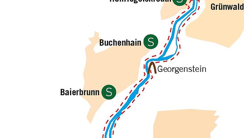 So geht es die Isar entlang. So geht es die Isar entlang.