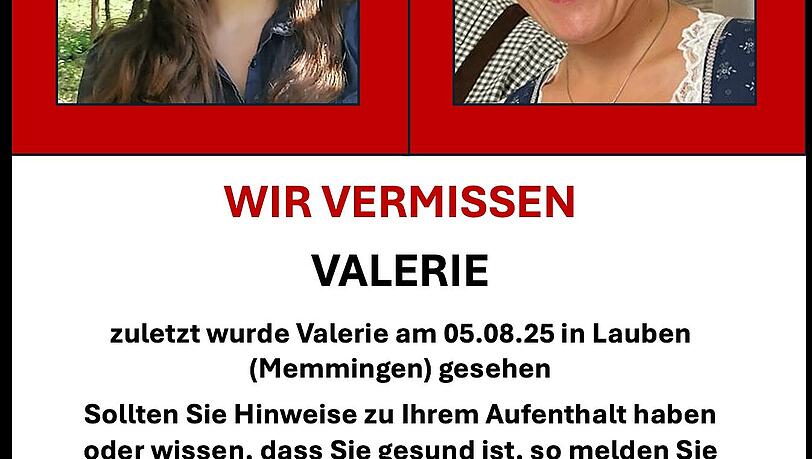 Mit diesem Aufruf sucht die Familie nach der vermissten Frau aus Lauben. Mit diesem Aufruf sucht die Familie nach der vermissten Frau aus Lauben.