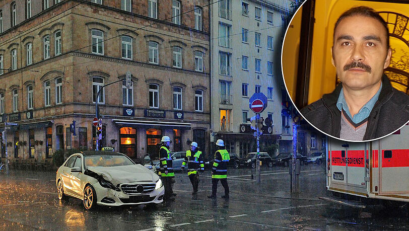 Ein Bild vom Unfall am 8. Juni 2015 an der Barer Straße. Das Taxi ist schwer beschädigt. Familienvater Erdal Yilmaz (49) fährt sein eigenes Taxi. Ein Bild vom Unfall am 8. Juni 2015 an der Barer Straße. Das Taxi ist schwer beschädigt. Familienvater Erdal Yilmaz (49) fährt sein eigenes Taxi.