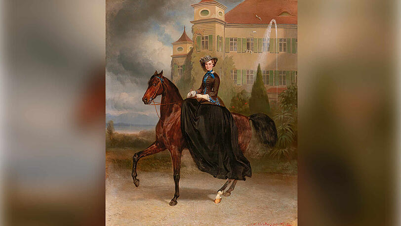 Das Verlobungsgemälde von Kaiserin Elisabeth. Es zeigt die damals 15-jährige Herzogin vor dem elterlichen Schloss in Possenhofen.