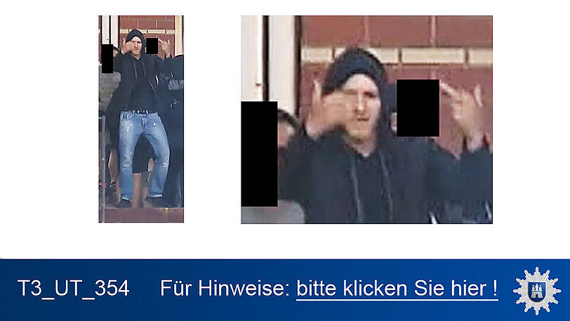 Nach diesen Personen wird öffentlich gefahndet. Die Polizei in Hamburg wird erreicht unter 040/4286-76543.