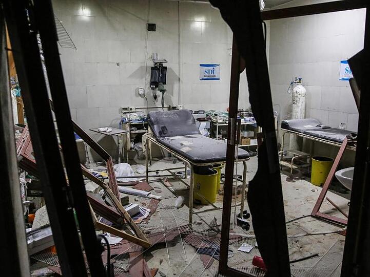 Das Shami-Krankenhaus in der Provinz Idlib, nachdem es Ziel von einem Luftangriff war.