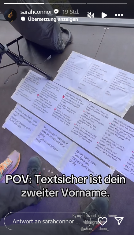 Ein Texthänger sollte Sarah Connor mit der Vorbereitung nicht unterlaufen. Ein Texthänger sollte Sarah Connor mit der Vorbereitung nicht unterlaufen.