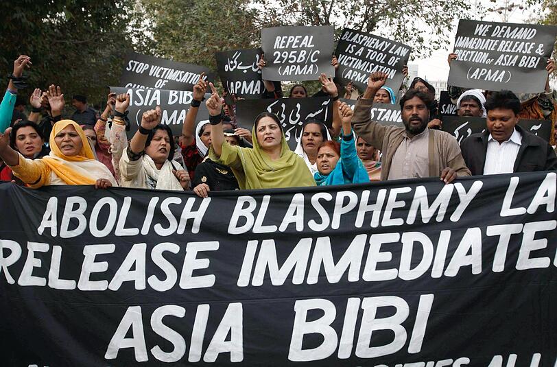 Demonstranten fordern die Freilassung von Asia Bibi. (Symbolbild)