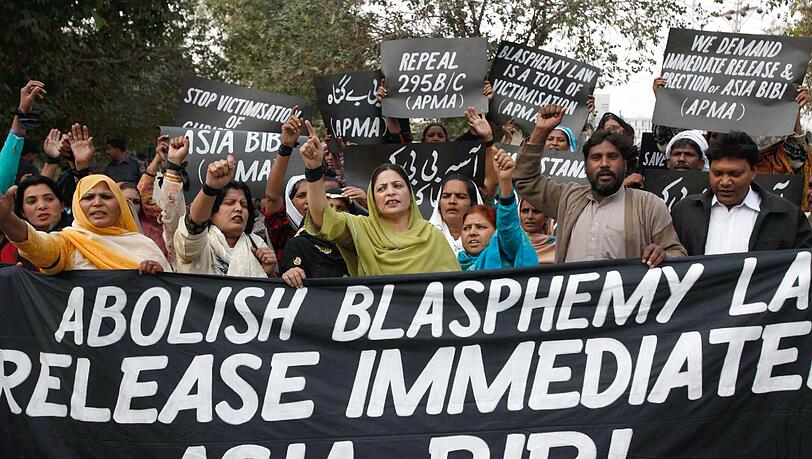 Demonstranten fordern die Freilassung von Asia Bibi. (Symbolbild)